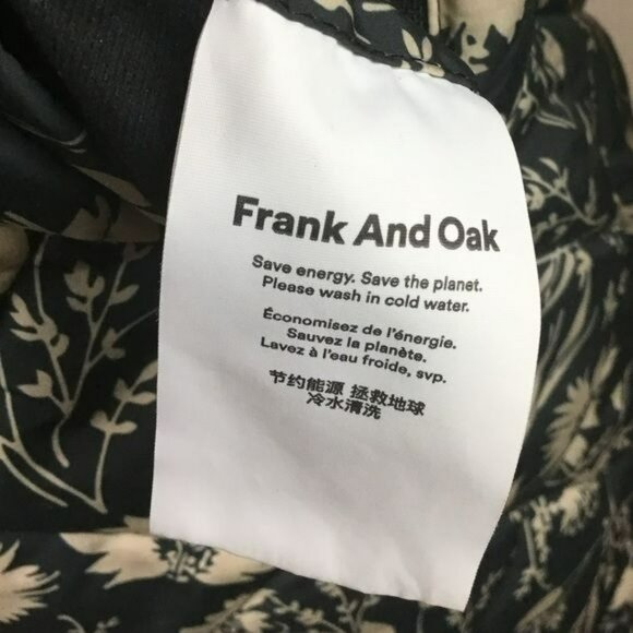 Frank & Oak Reversible Floral Black & White Long Bomber Jacket Womans Small - Picture 14 of 15